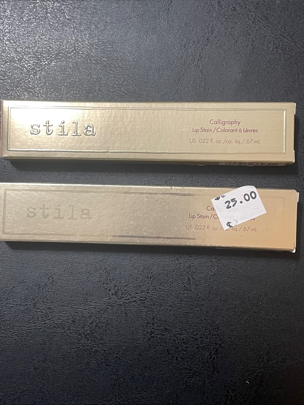 Stila Lip Stain Duo in Metallic Gold Boxes NWT 2 Colors hedy & ariana